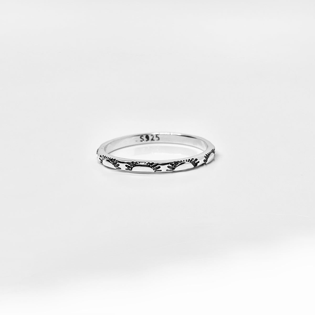 925 Sterling Silver Dainty Eternity Sun Band Ring | Unisex Stackable Celestial Wedding Bands