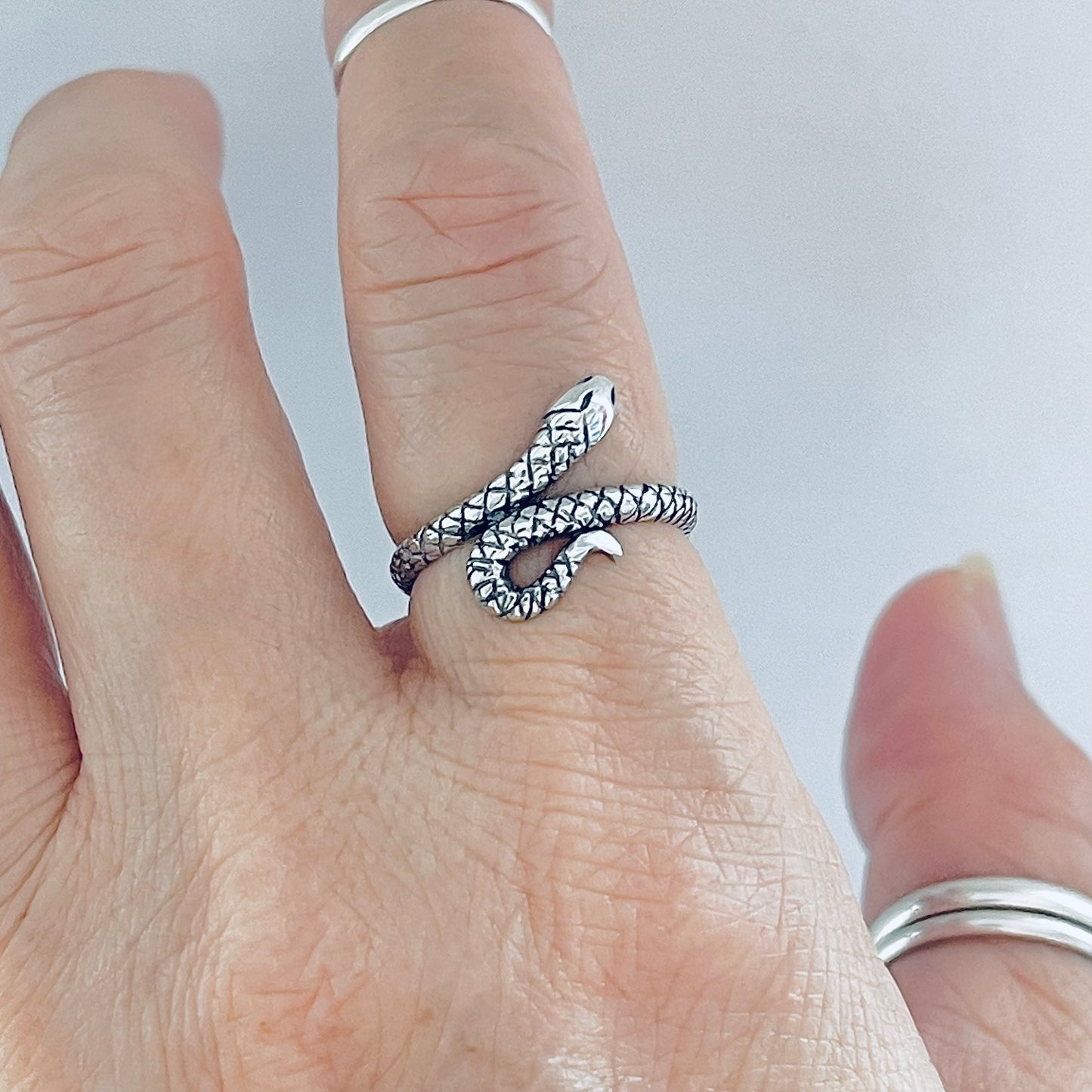 Sterling Silver Small Snake Ring, Reptile Rings, Animal Ring, Snakes