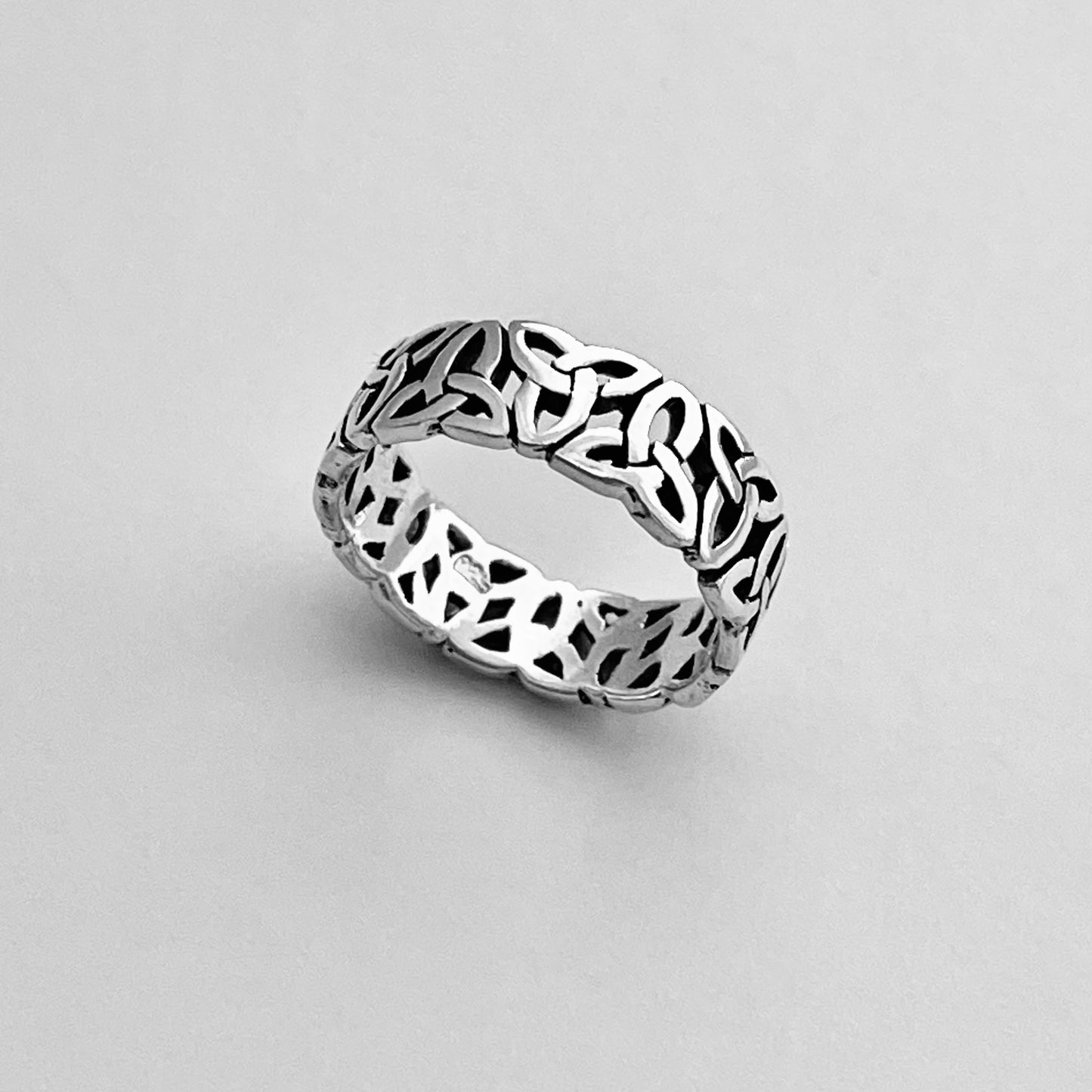 Sterling Silver Unisex Eternity Triquetra Band Ring, Celtic Silver Rings, Wedding Bands