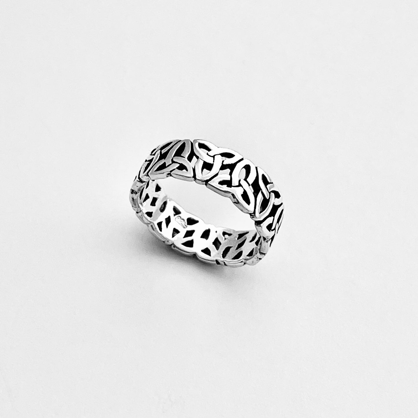Sterling Silver Unisex Eternity Triquetra Band Ring, Celtic Wedding Bands