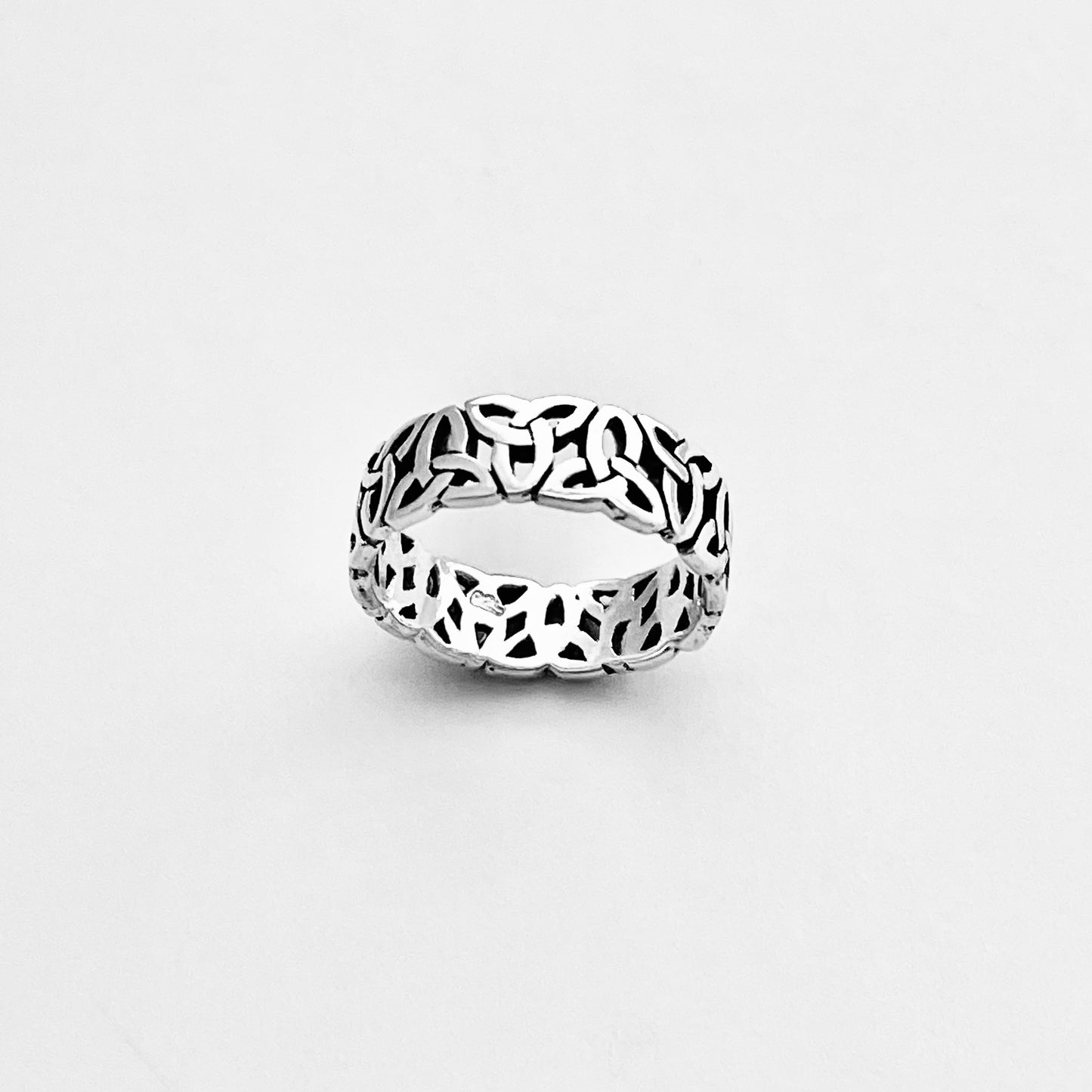 Sterling Silver Unisex Eternity Triquetra Band Ring, Celtic Wedding Bands
