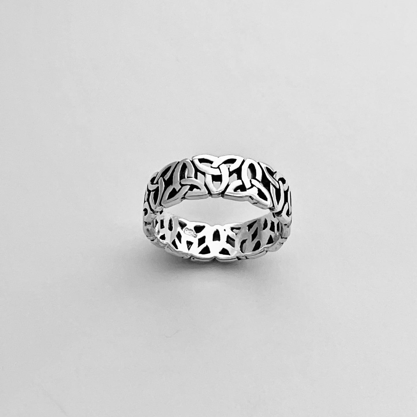 Sterling Silver Unisex Eternity Triquetra Band Ring, Celtic Silver Rings, Wedding Bands