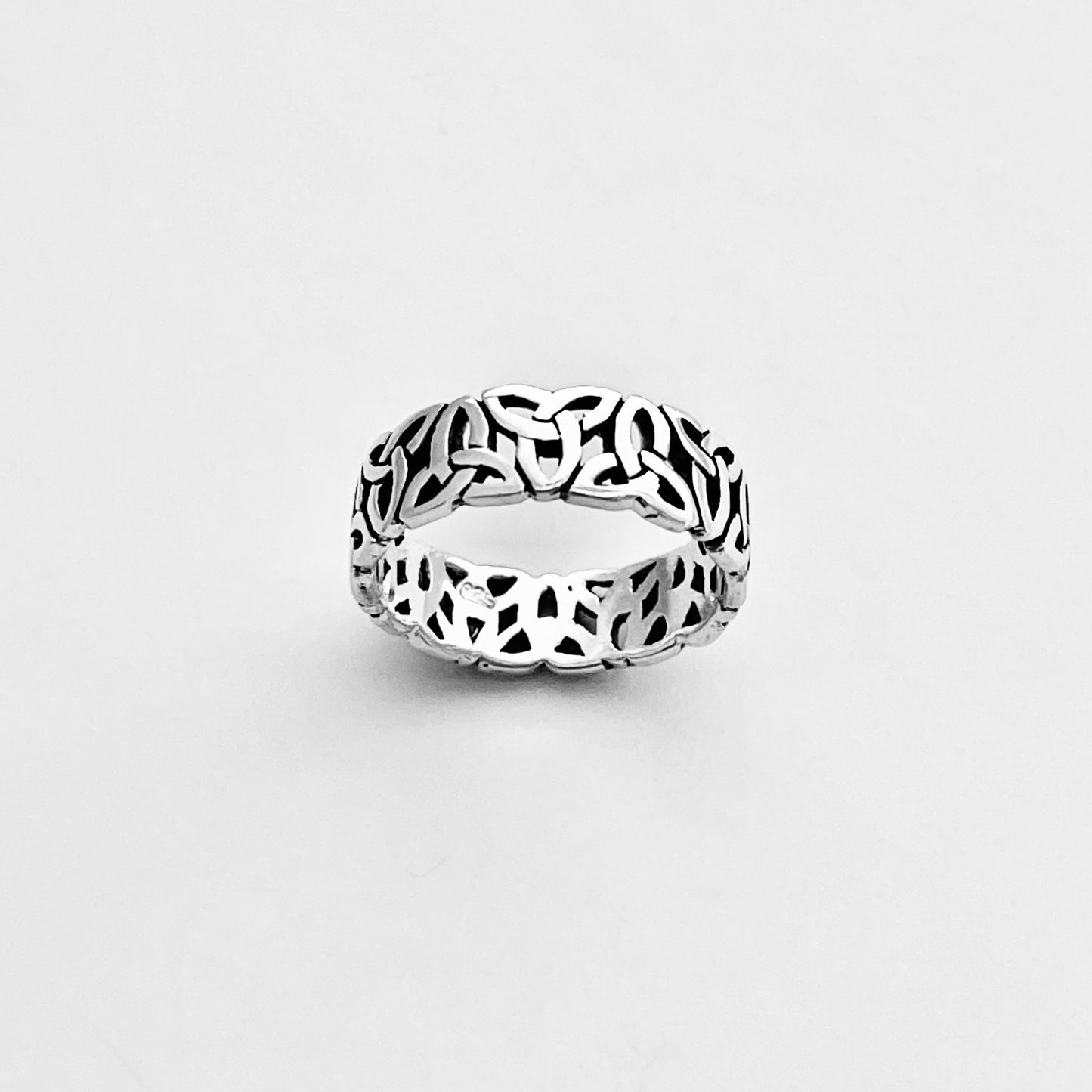 Sterling Silver Unisex Eternity Triquetra Band Ring, Celtic Wedding Bands