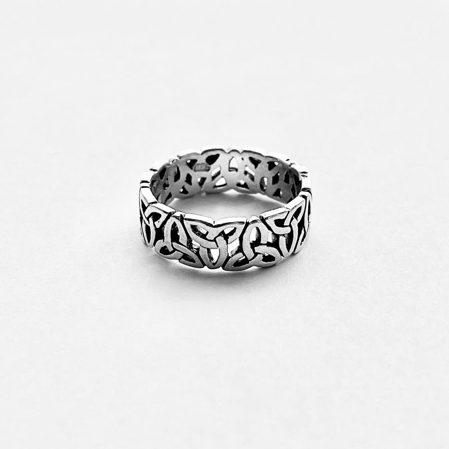 Sterling Silver Unisex Eternity Triquetra Band Ring, Celtic Wedding Bands