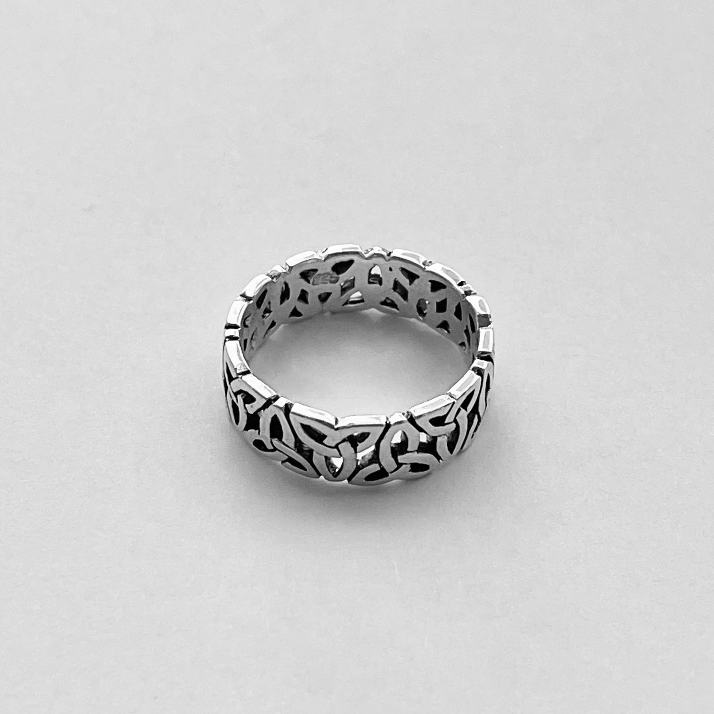 Sterling Silver Unisex Eternity Triquetra Band Ring, Celtic Silver Rings, Wedding Bands