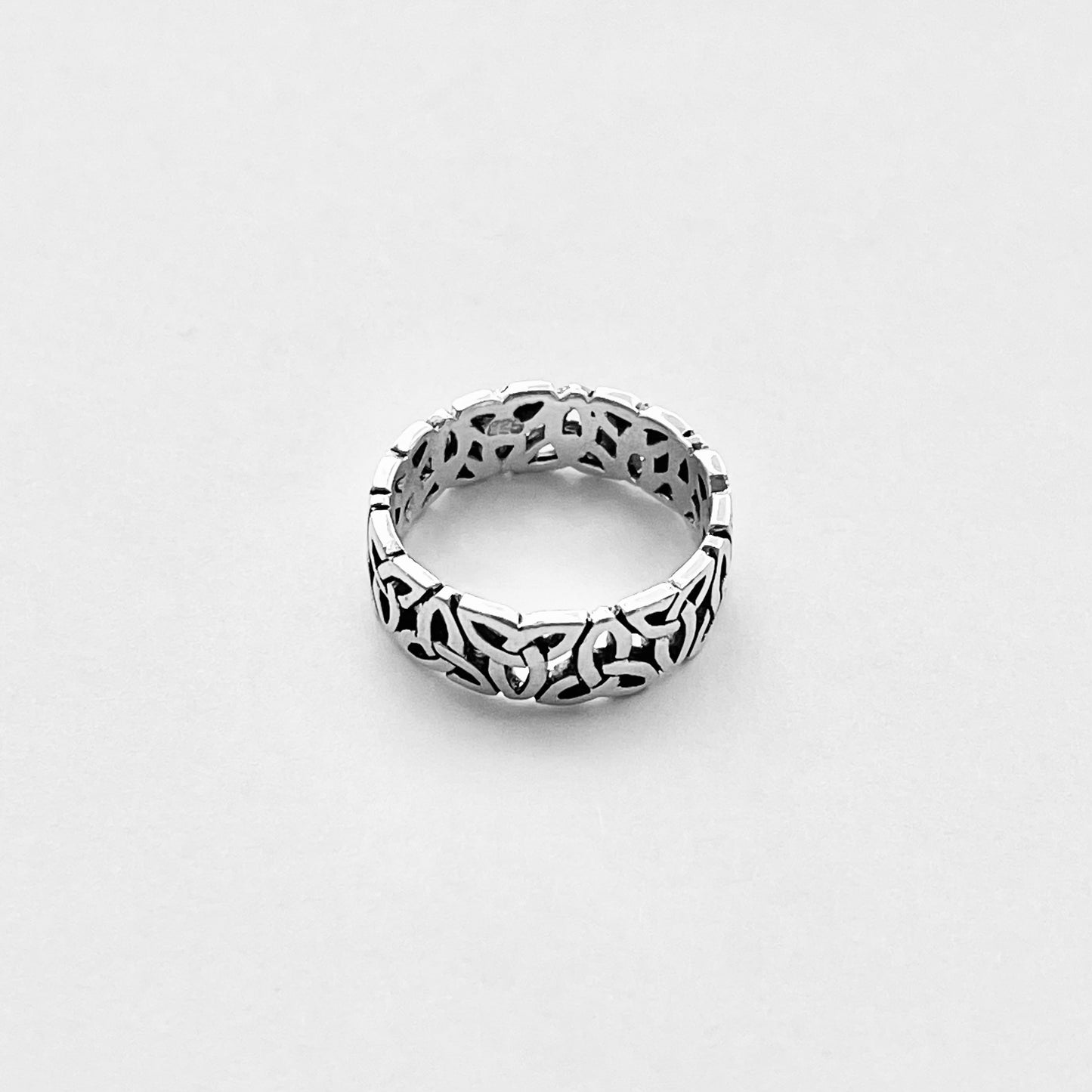 Sterling Silver Unisex Eternity Triquetra Band Ring, Celtic Wedding Bands