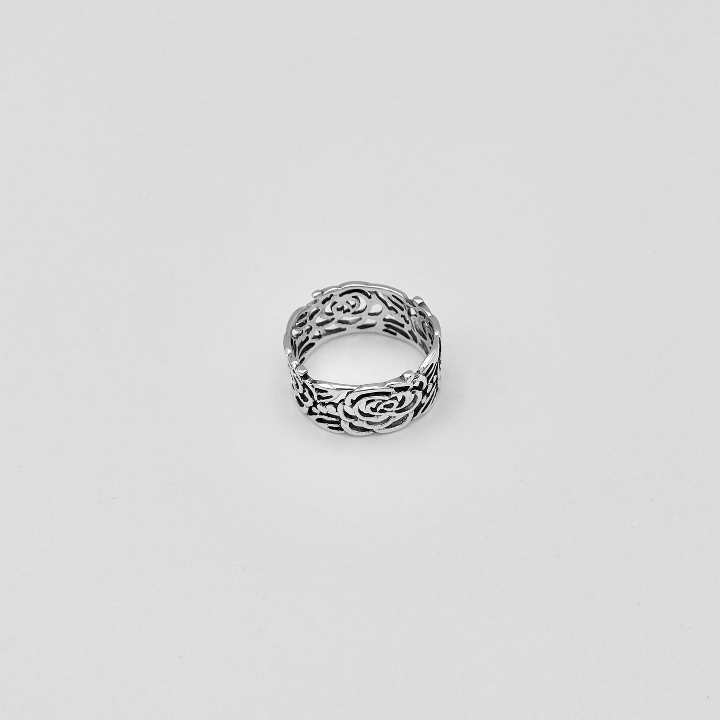 Statement Sterling Silver Eternity Flower Band Ring, Rose Silver Rings