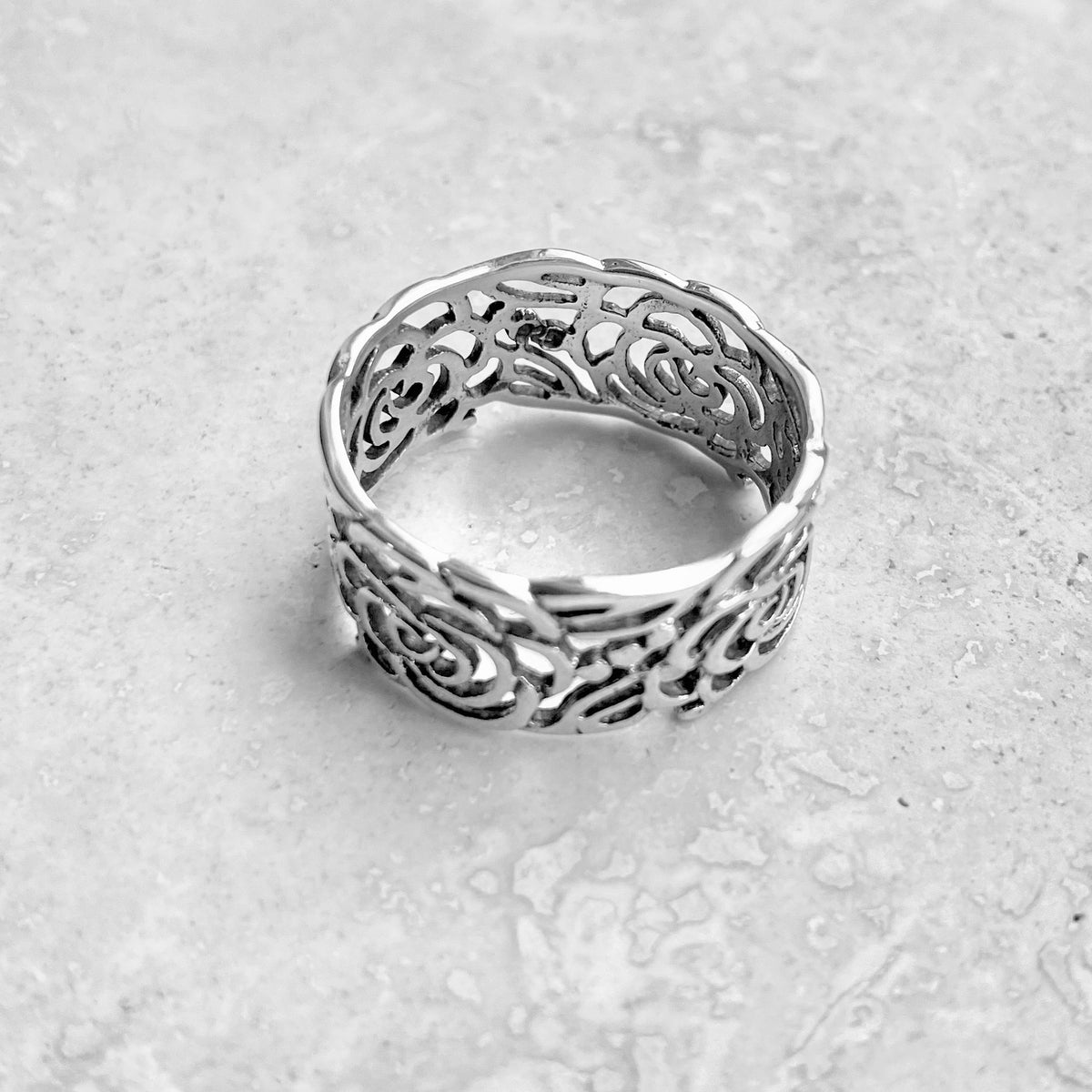 925 Sterling Silver Eternity Flower Band Ring | Statement Rose Floral Silver Rings