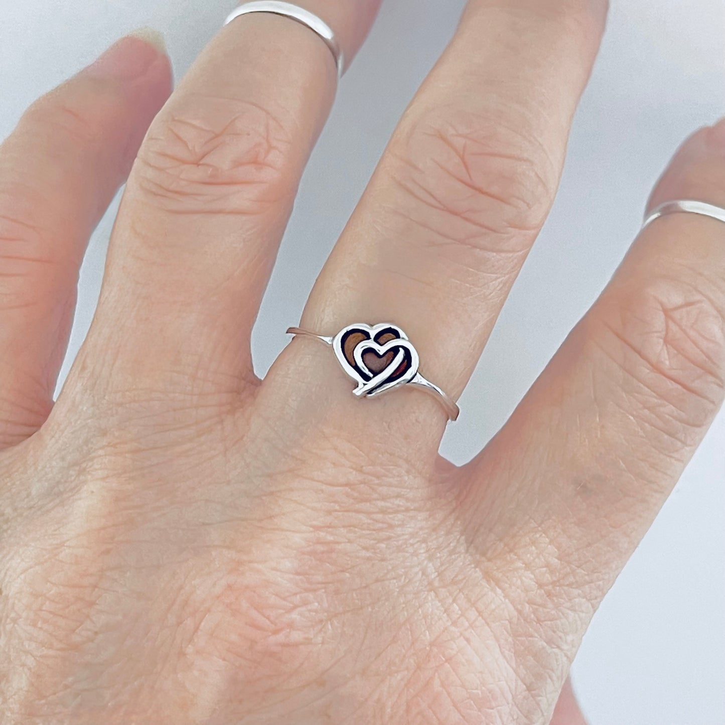 925 Sterling Silver Double Connected Heart Ring | Forever Love Minimalist Silver Rings