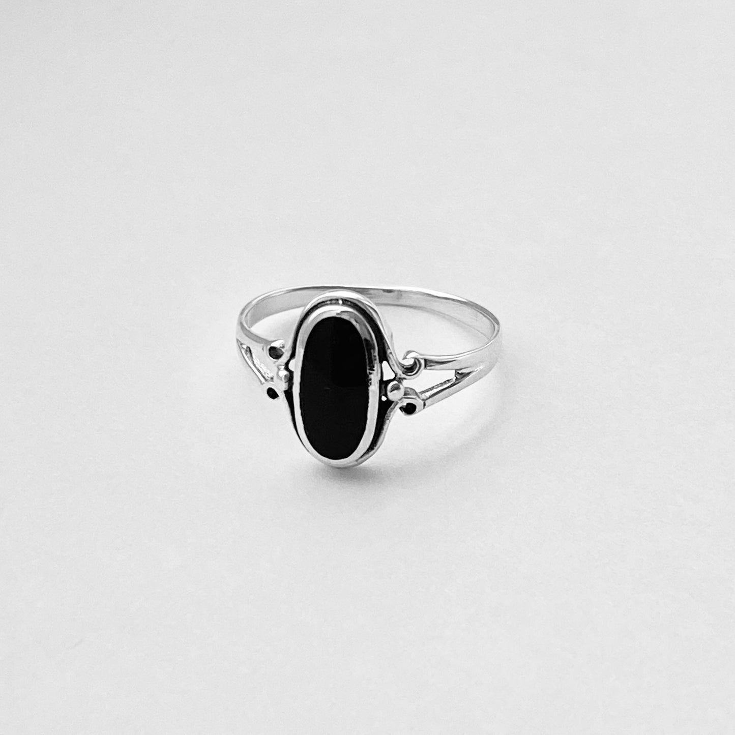 Sterling Silver Oval Black Onyx Ring, Silver Stone Rings, Healing Ring