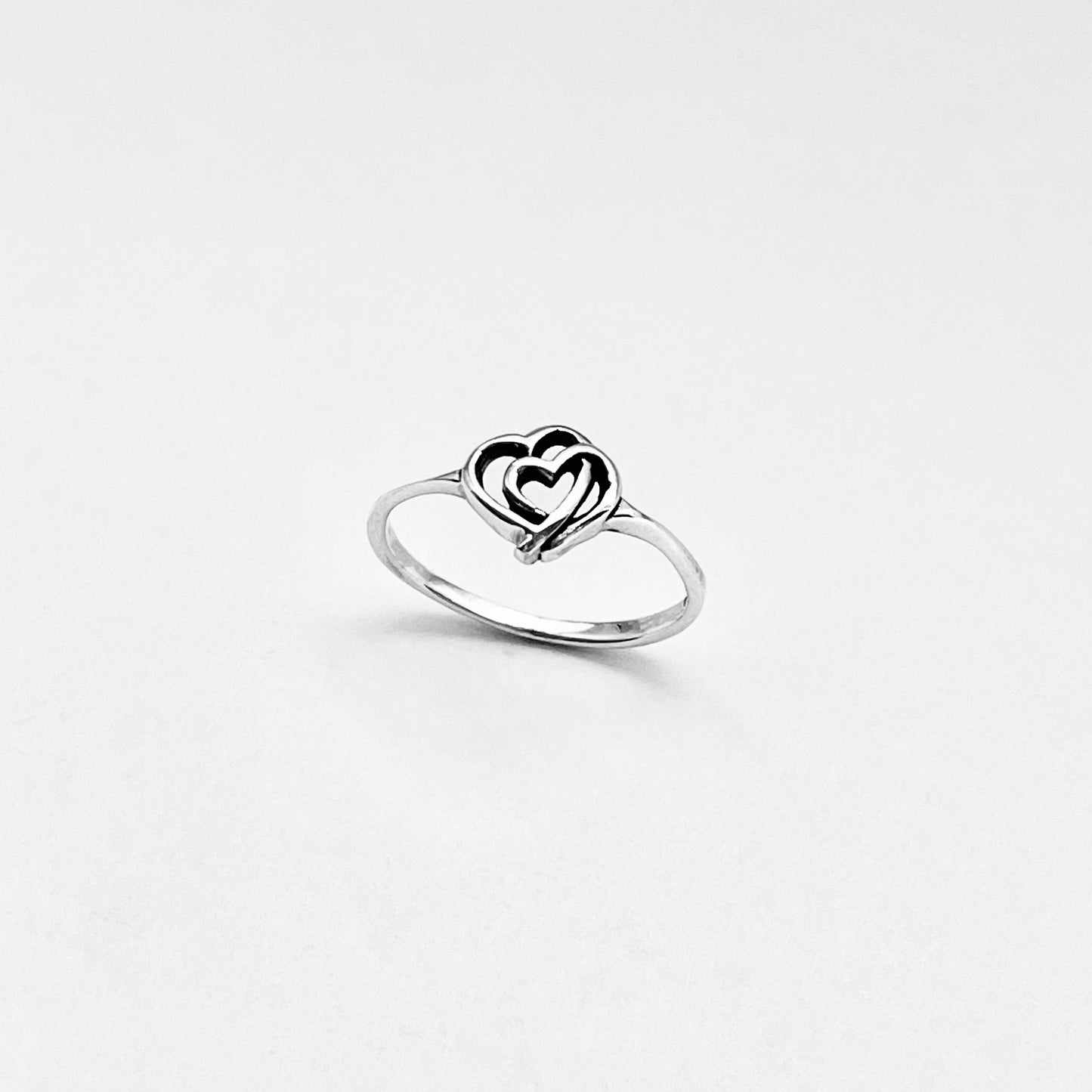 925 Sterling Silver Double Connected Heart Ring | Forever Love Minimalist Silver Rings