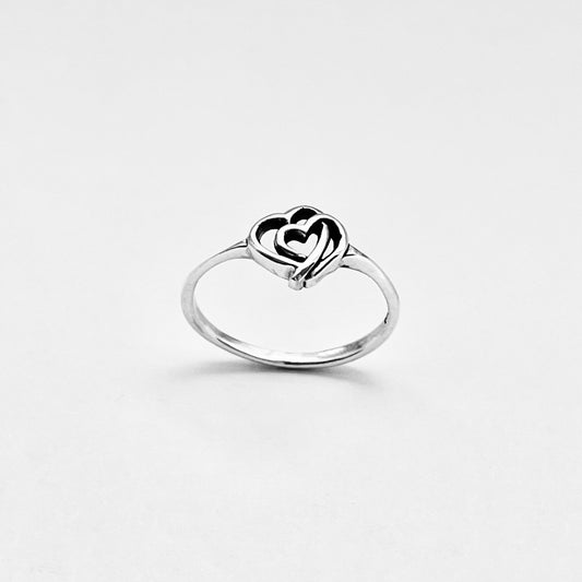 925 Sterling Silver Double Connected Heart Ring | Forever Love Minimalist Silver Rings