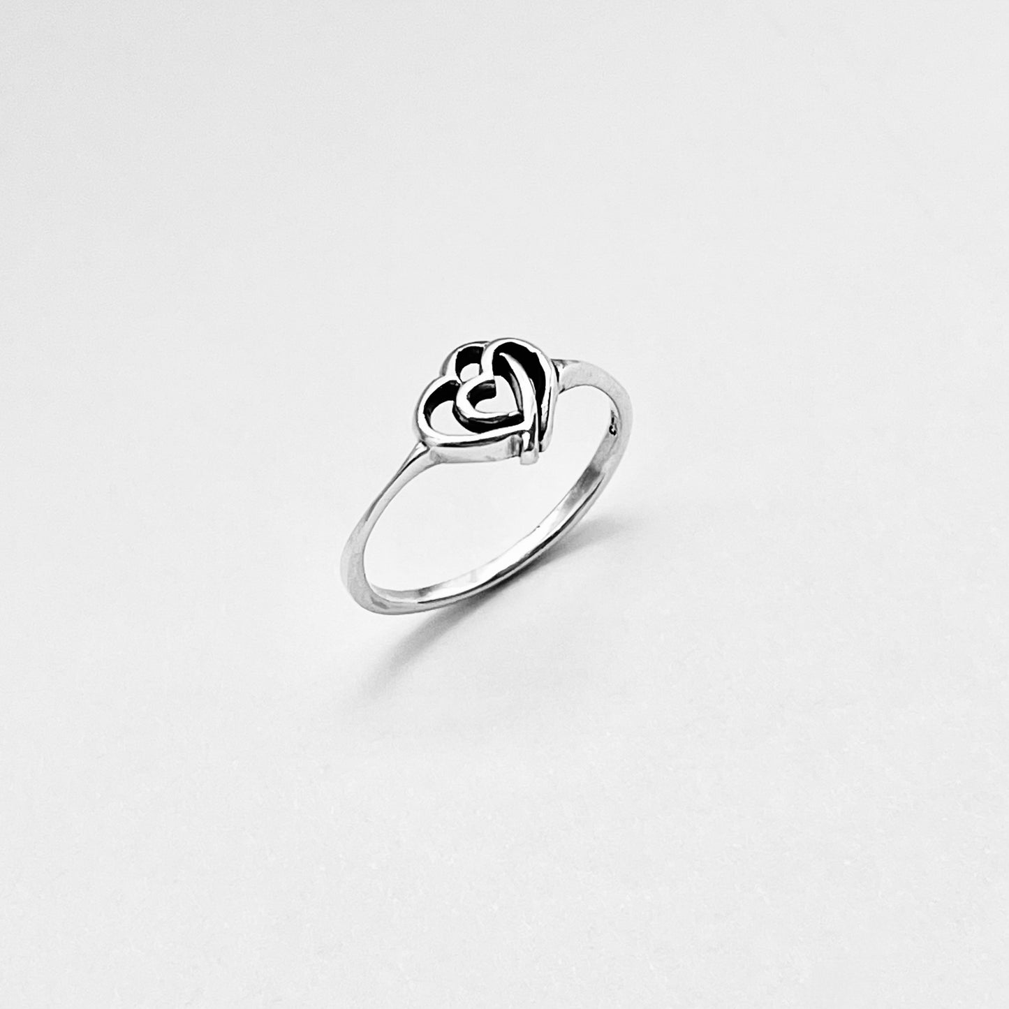 925 Sterling Silver Double Connected Heart Ring | Forever Love Minimalist Silver Rings