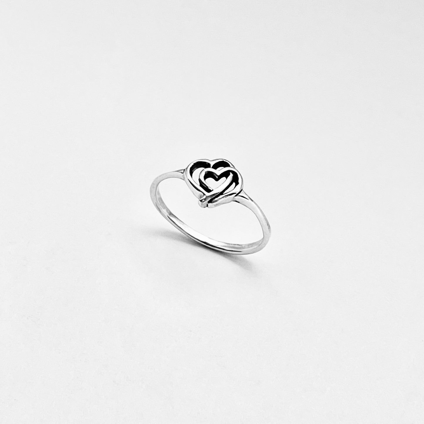 925 Sterling Silver Double Connected Heart Ring | Forever Love Minimalist Silver Rings