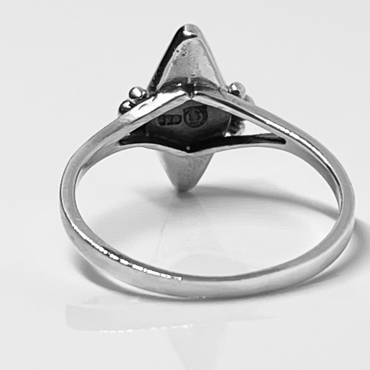 Sterling Silver Minimalist Diamond Shape Black Onyx Ring, Silver Stone Rings