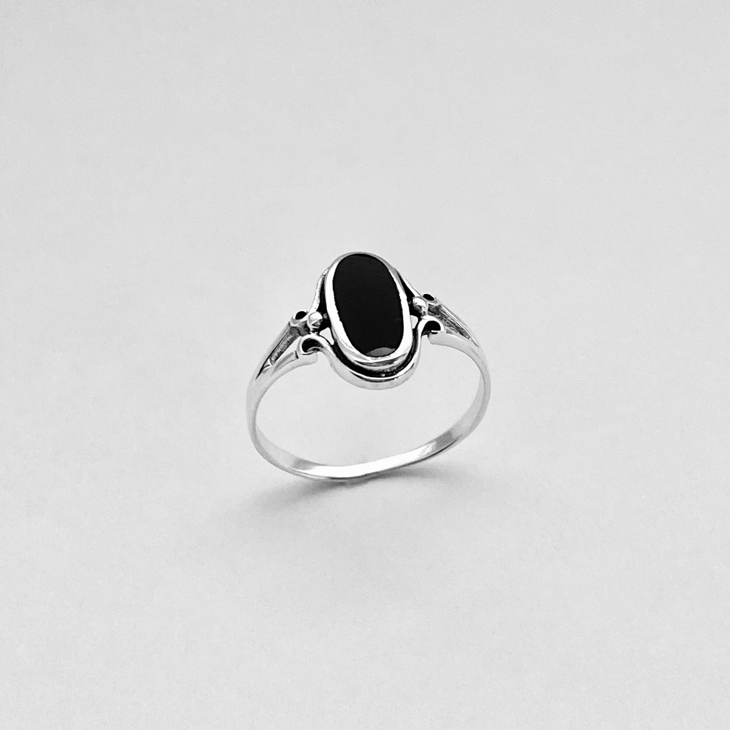 Sterling Silver Oval Black Onyx Ring, Silver Stone Rings, Healing Ring