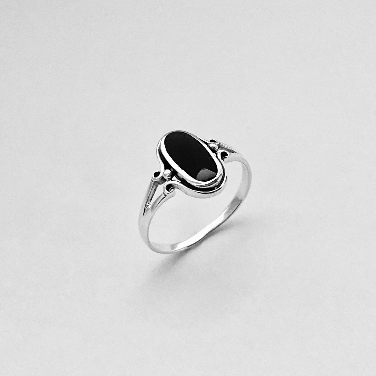 Sterling Silver Oval Black Onyx Ring, Silver Stone Rings, Healing Ring