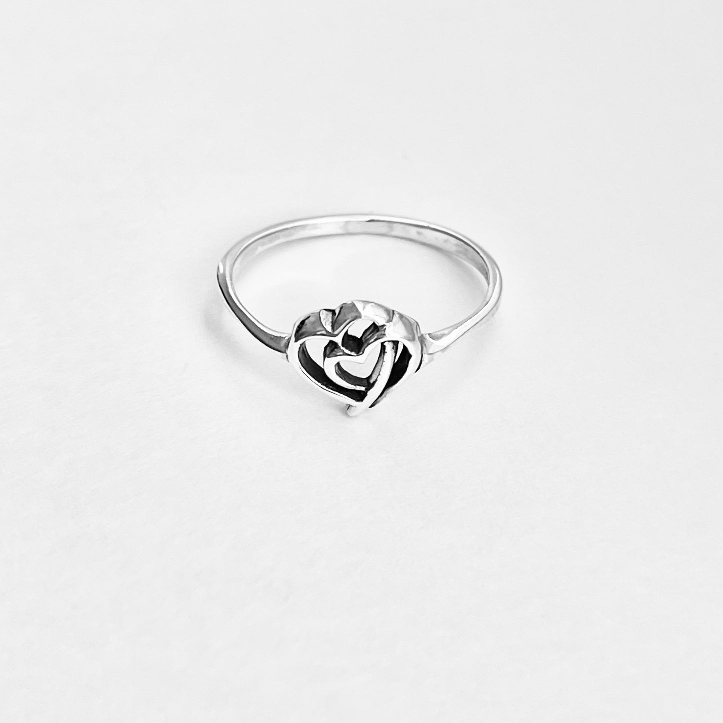 925 Sterling Silver Double Connected Heart Ring | Forever Love Minimalist Silver Rings