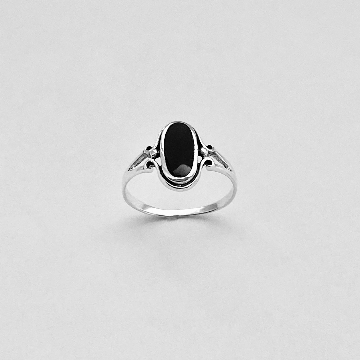 Sterling Silver Oval Black Onyx Ring, Silver Stone Rings, Healing Ring