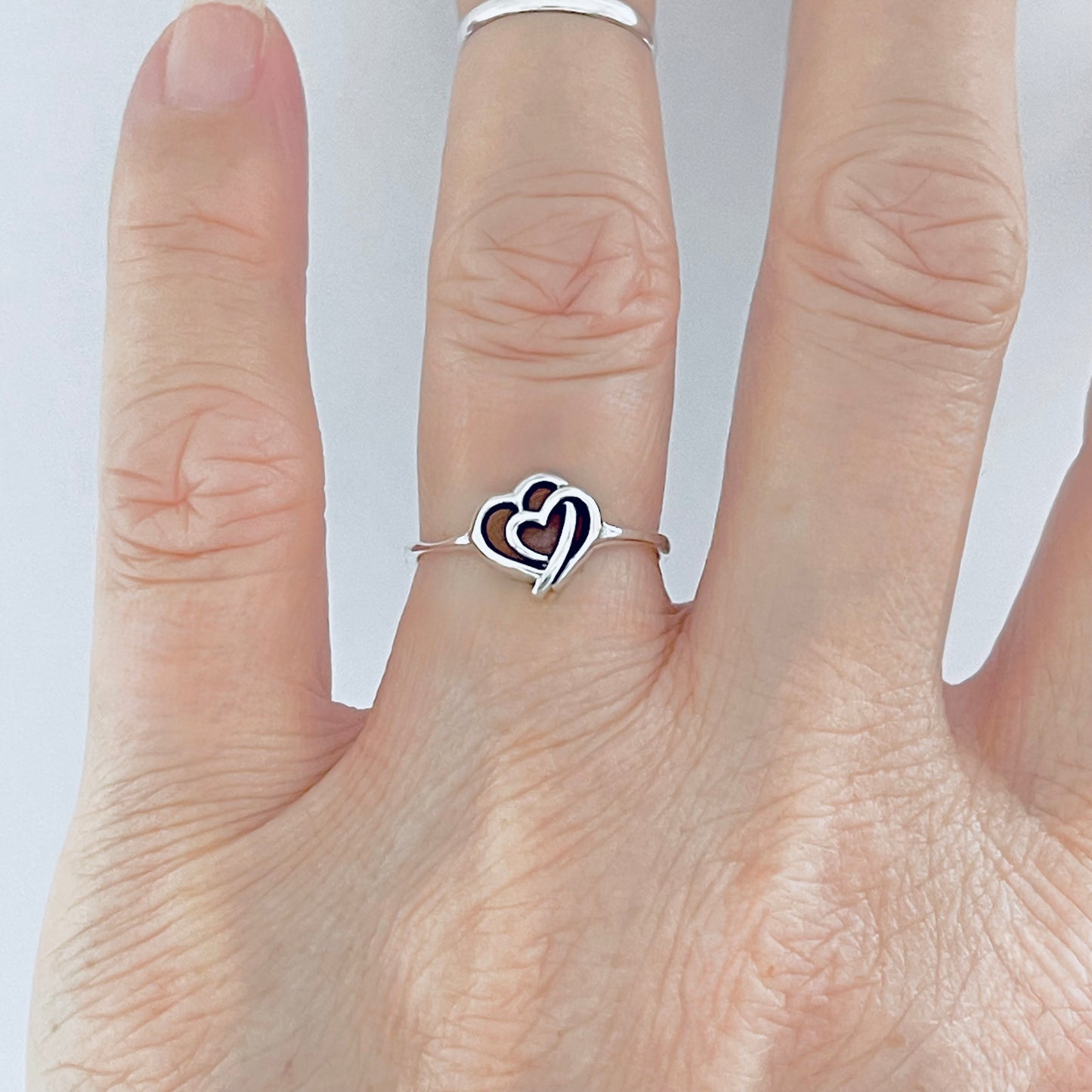 925 Sterling Silver Double Connected Heart Ring | Forever Love Minimalist Silver Rings