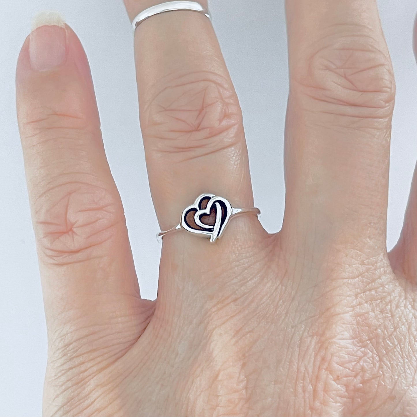 925 Sterling Silver Double Connected Heart Ring | Forever Love Minimalist Silver Rings