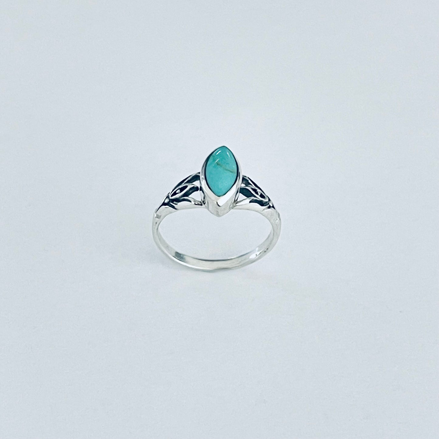 Sterling Silver Diamond Shape Synthetic Turquoise Ring | Boho Stone Jewelry