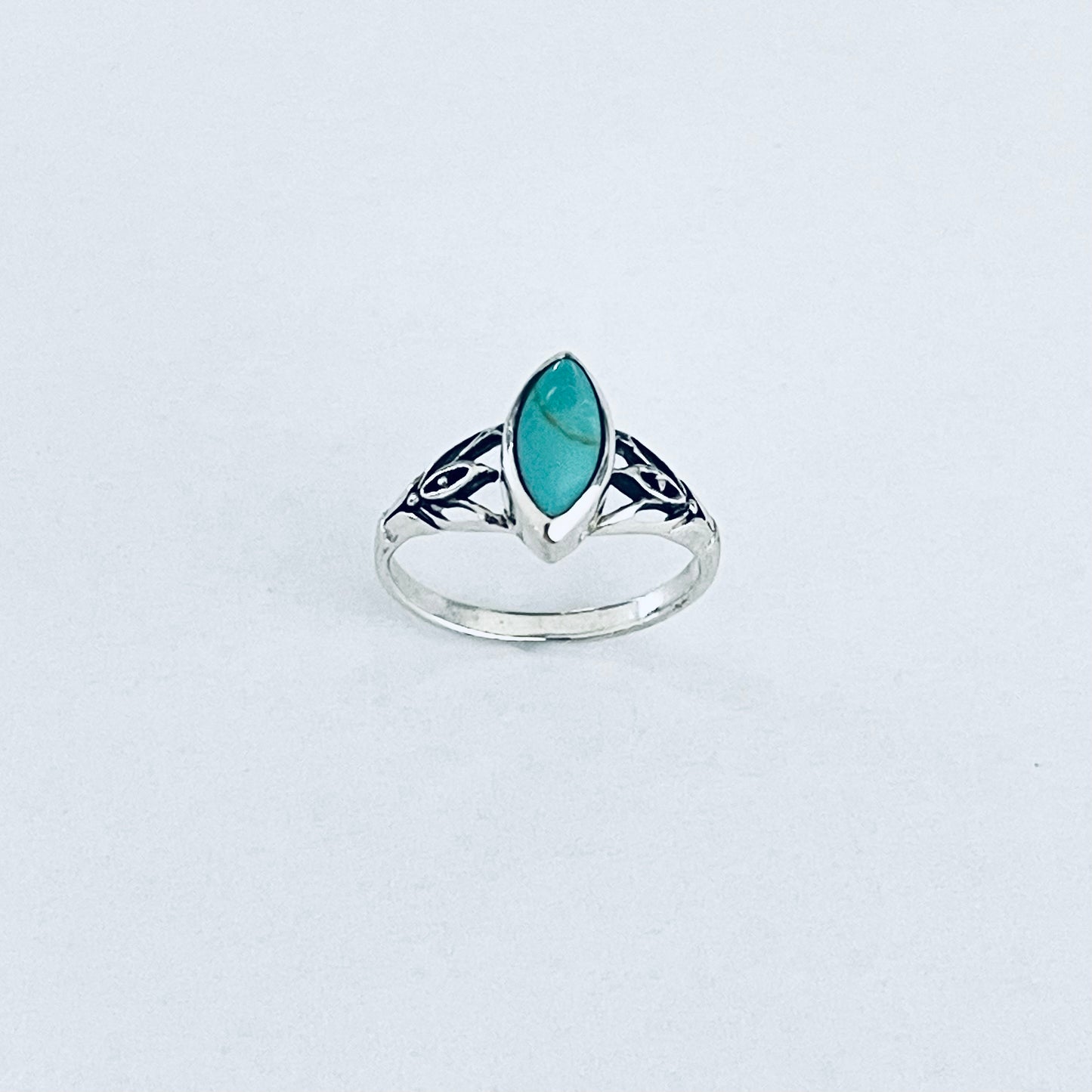 Sterling Silver Diamond Shape Synthetic Turquoise Ring | Boho Stone Jewelry