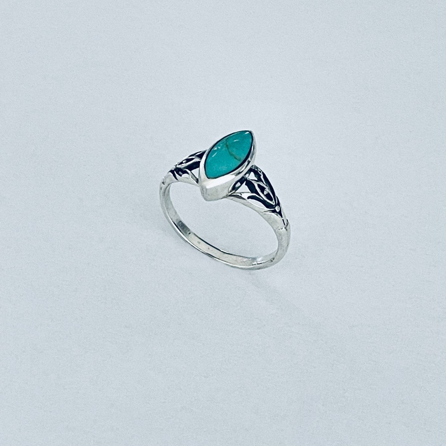 Sterling Silver Diamond Shape Synthetic Turquoise Ring | Boho Stone Jewelry