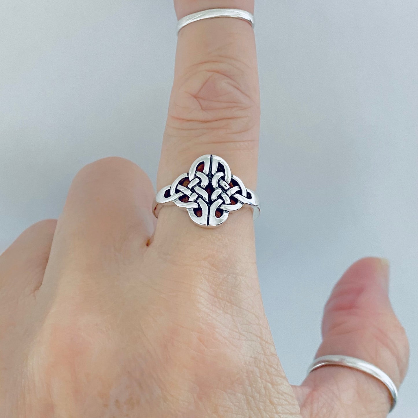 Sterling Silver Weave Celtic Knot Ring, Eternity Love Knots Silver Rings