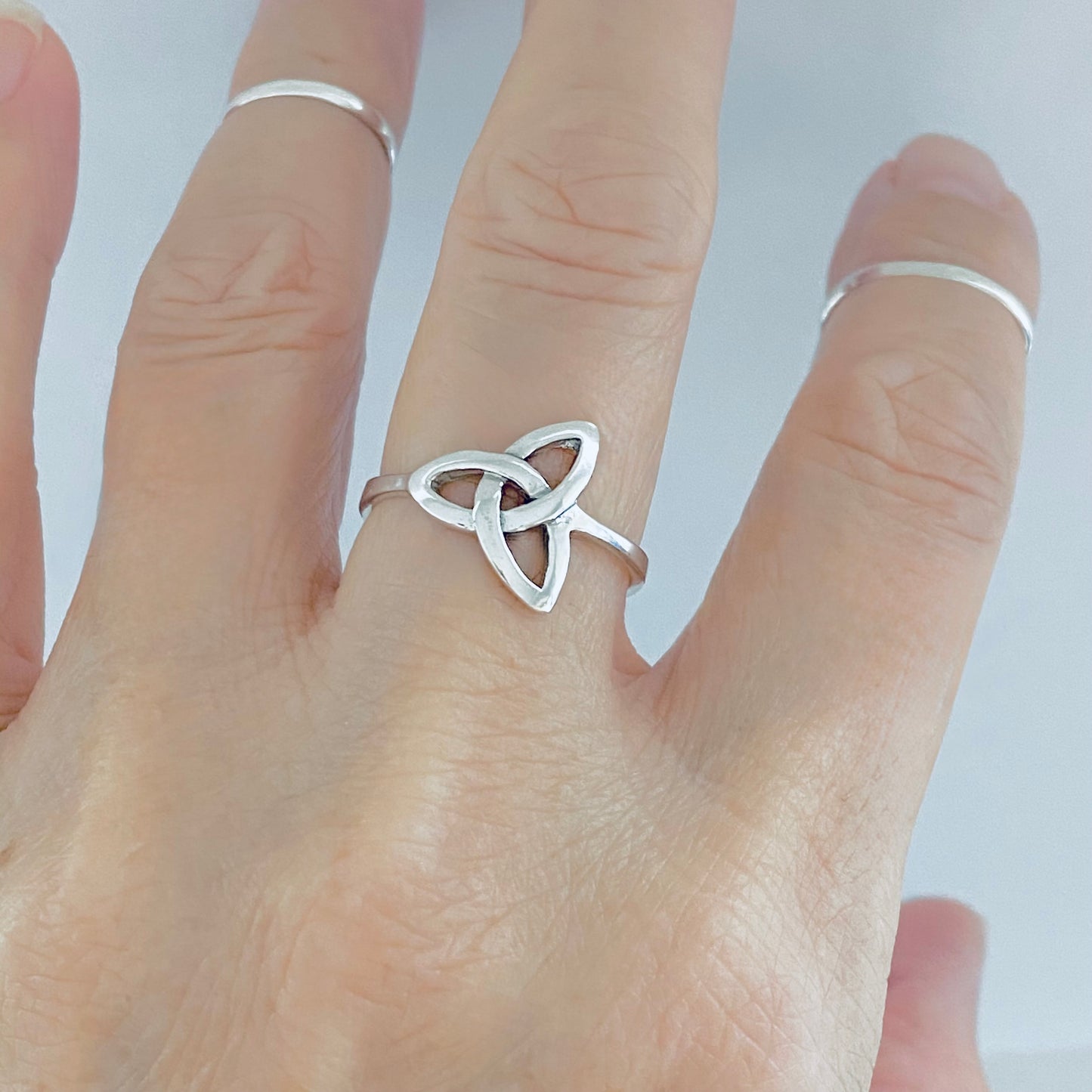 Sterling Silver Classic Triquetra Ring, Celtic Love Knots Silver Rings