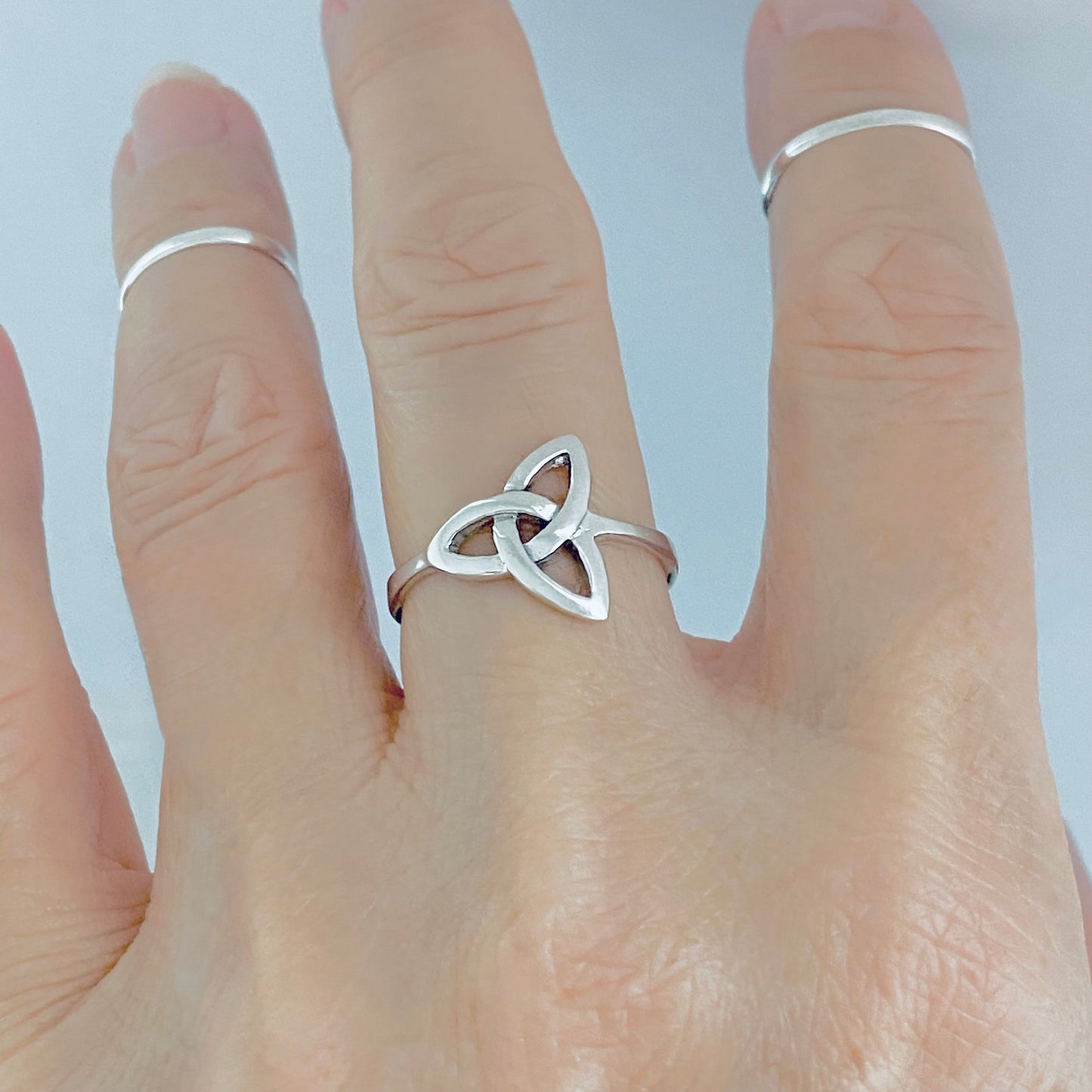 Sterling Silver Classic Triquetra Ring, Celtic Love Knots Silver Rings