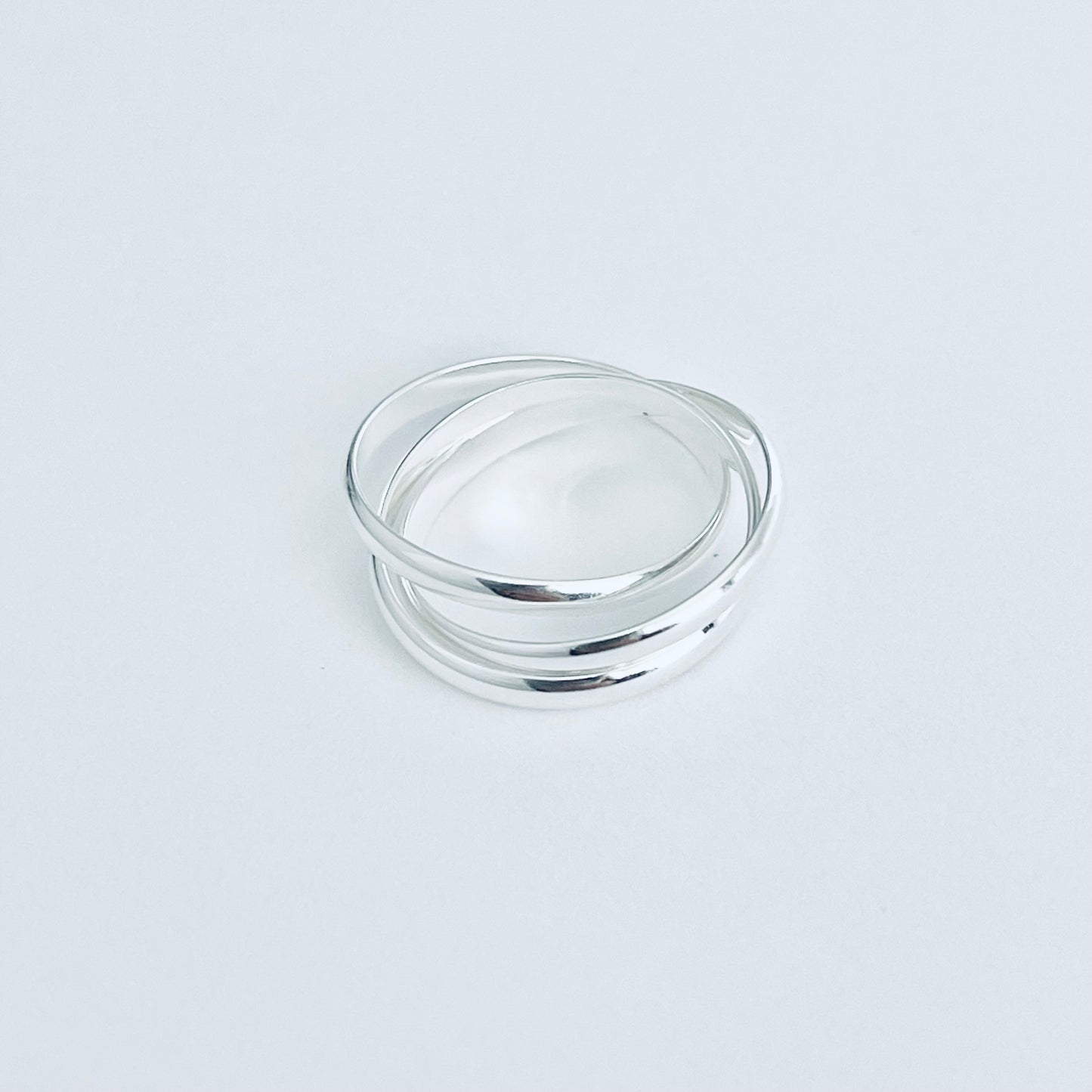 Sterling Silver High Polish Connected Triple Band Ring, Jewelry Wedding Bands