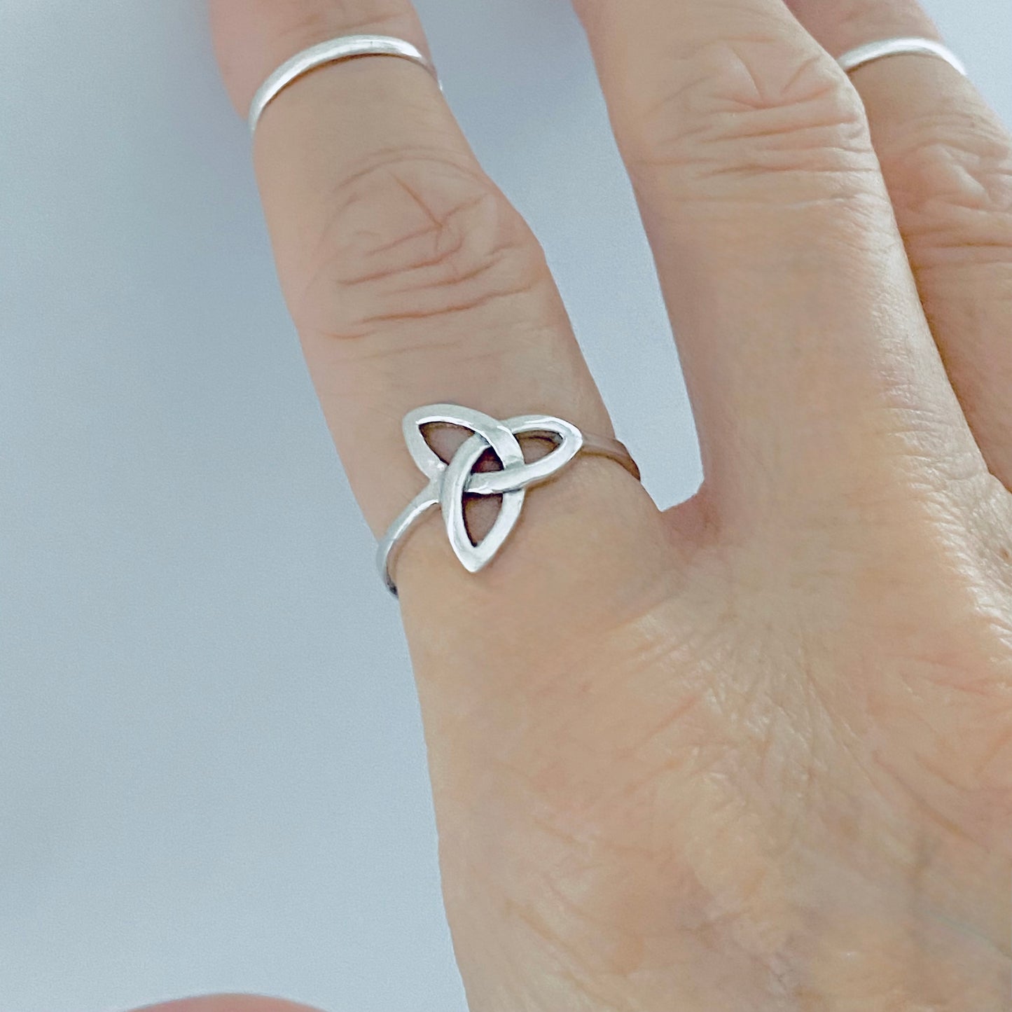 Sterling Silver Classic Triquetra Ring, Celtic Love Knots Silver Rings