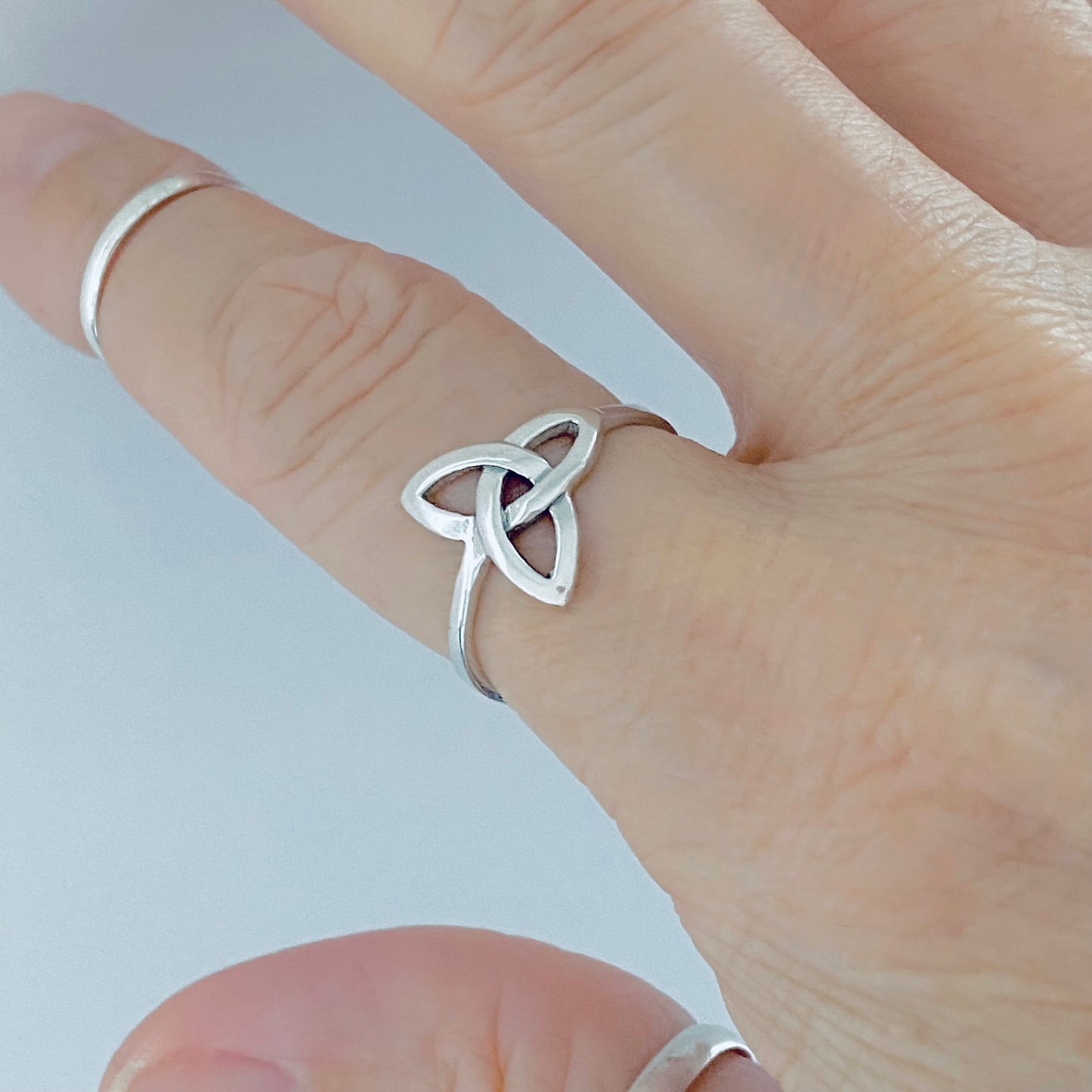 Sterling Silver Classic Triquetra Ring, Celtic Love Knots Silver Rings