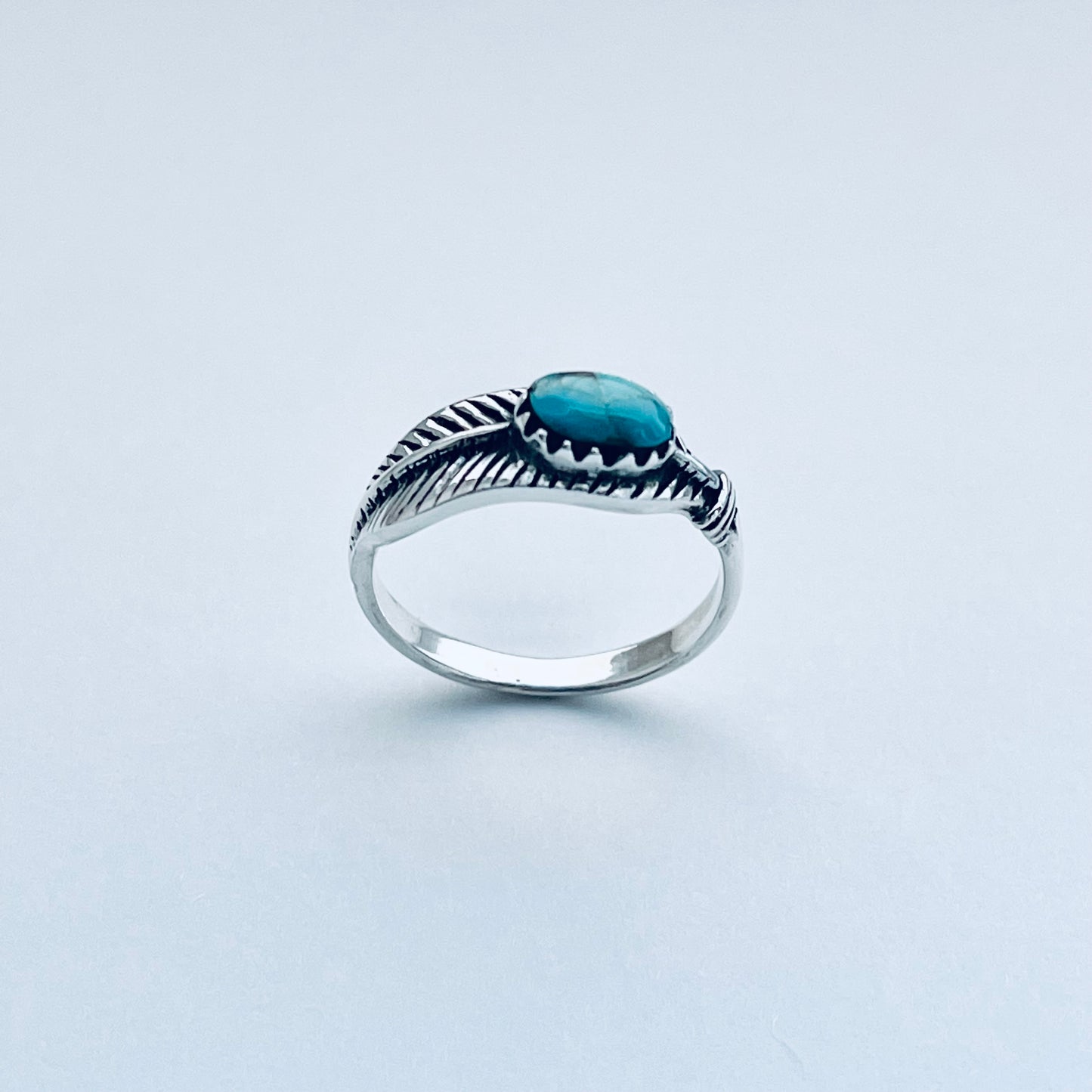 Sterling Silver Genuine Turquoise Angel Feather Ring, Spirit Bird Rings