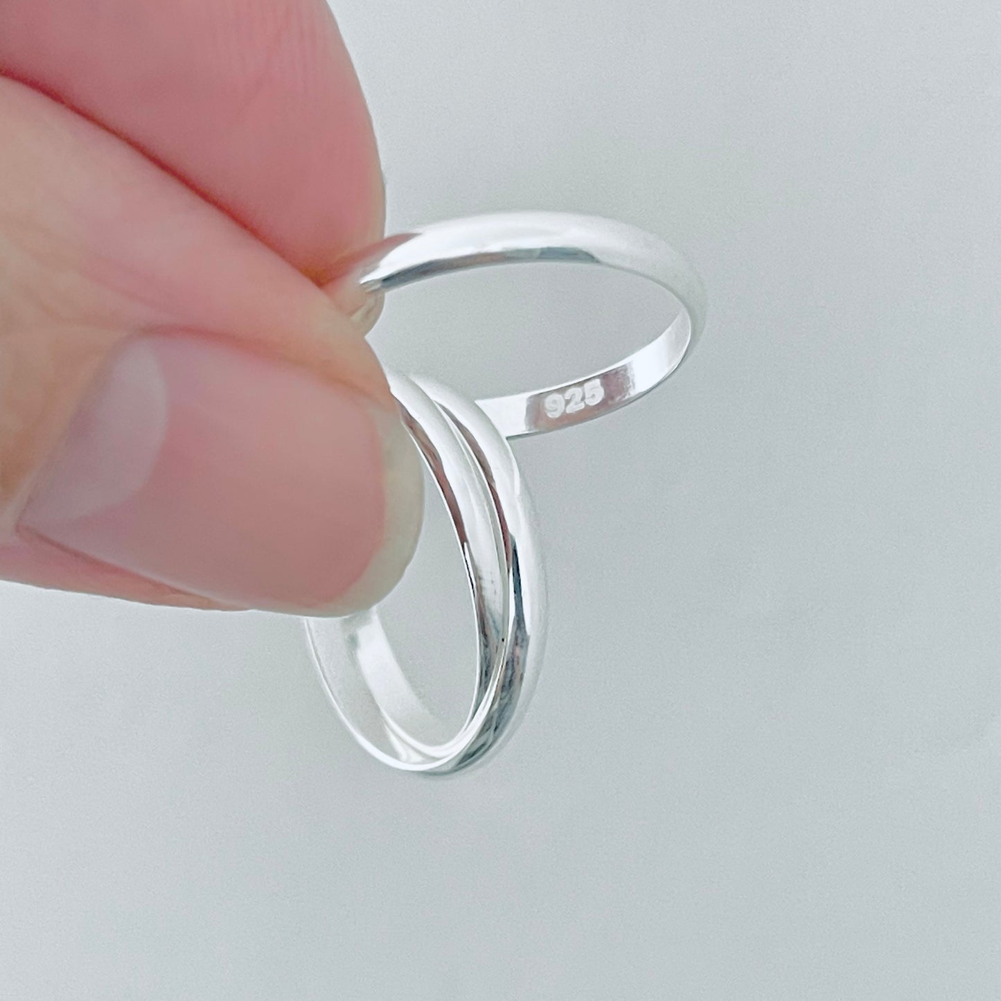 Sterling Silver High Polish Connected Triple Band Ring, Jewelry Wedding Bands
