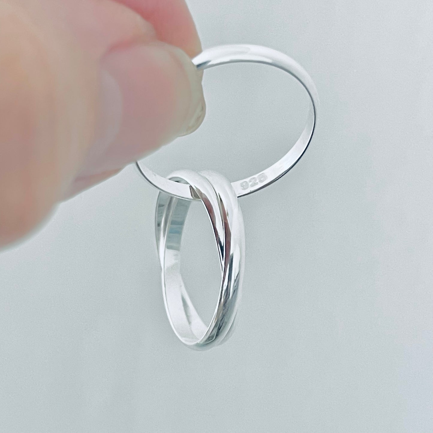 Sterling Silver High Polish Connected Triple Band Ring, Jewelry Wedding Bands