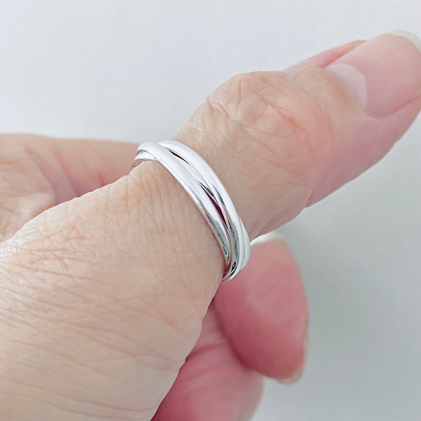 Sterling Silver High Polish Connected Triple Band Ring, Jewelry Wedding Bands