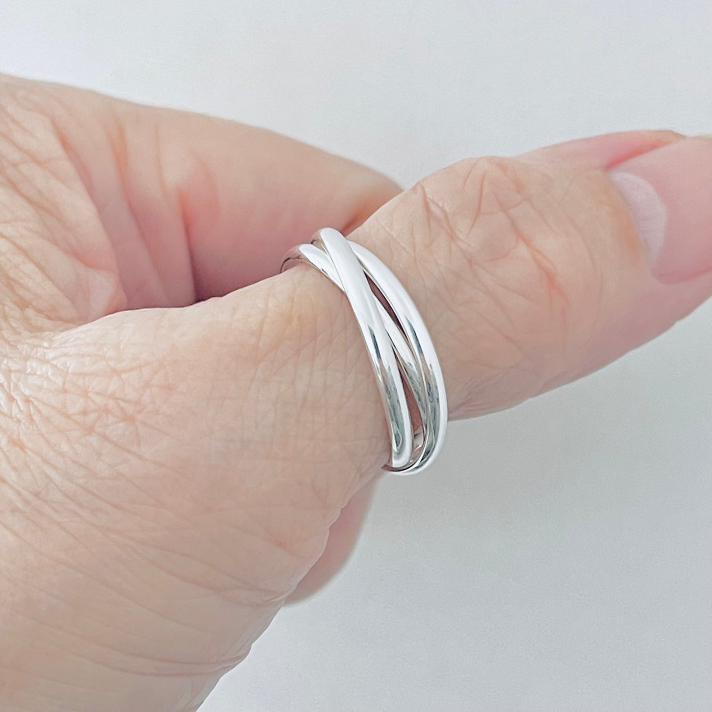 Sterling Silver High Polish Connected Triple Band Ring, Jewelry Wedding Bands