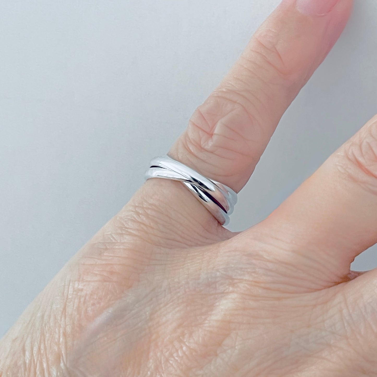 Sterling Silver High Polish Connected Triple Band Ring, Jewelry Wedding Bands