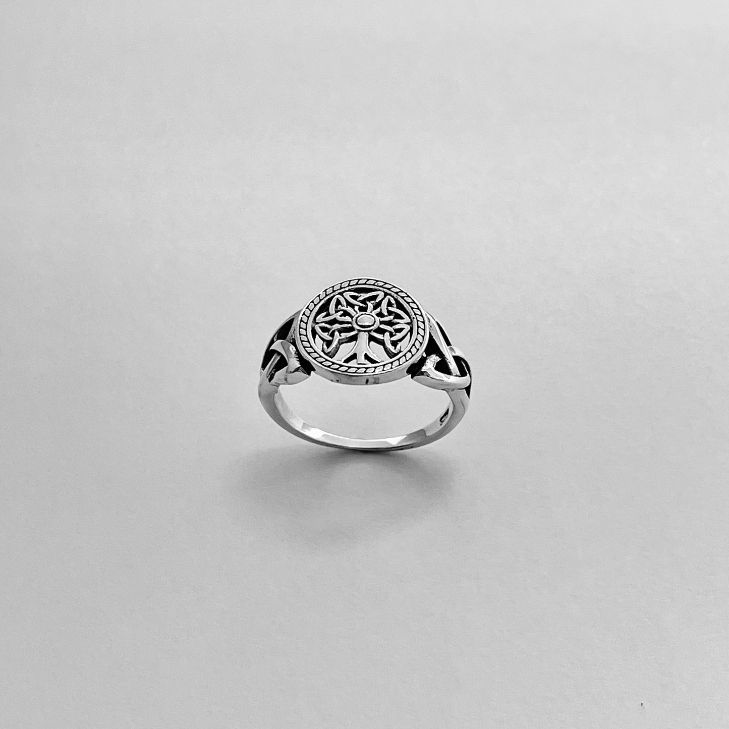 Sterling Silver Little Triquetras Tree of Life Ring with Side Celtic, Silver Rings