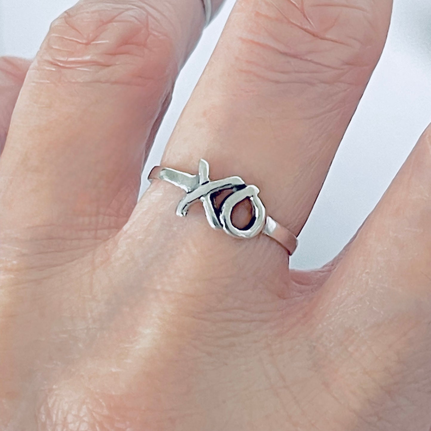 925 Sterling Silver Dainty XO Ring | Hugs and Kisses Forever Love Silver Rings