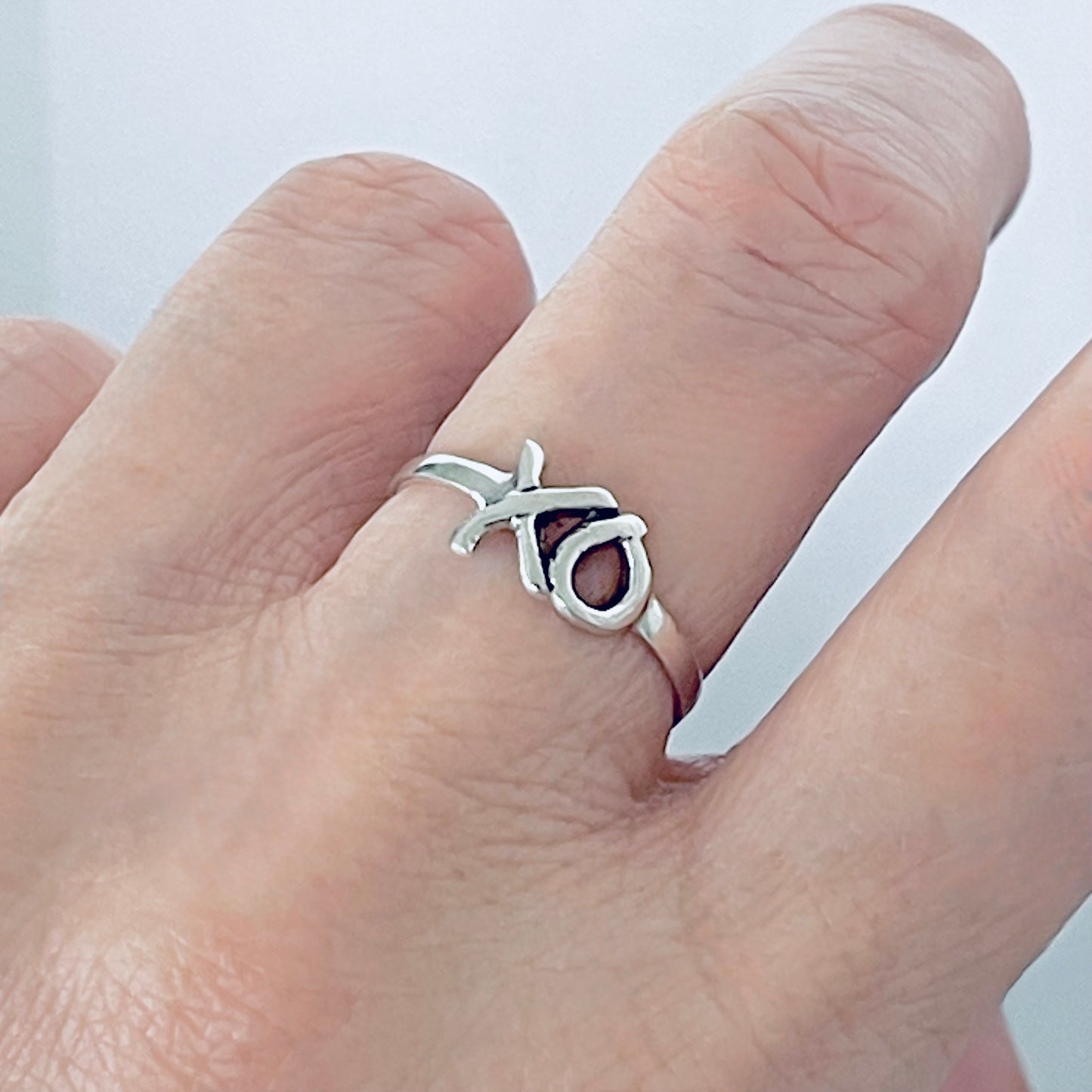 925 Sterling Silver Dainty XO Ring | Hugs and Kisses Forever Love Silver Rings