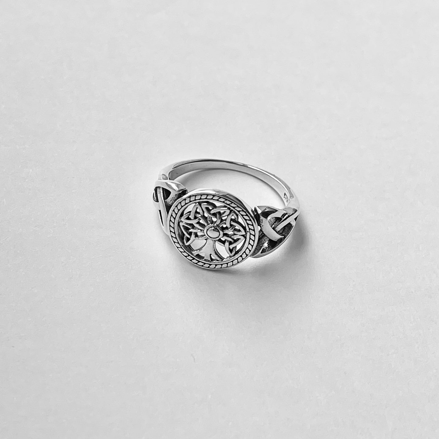 Sterling Silver Little Triquetras Tree of Life Ring with Side Celtic, Silver Rings