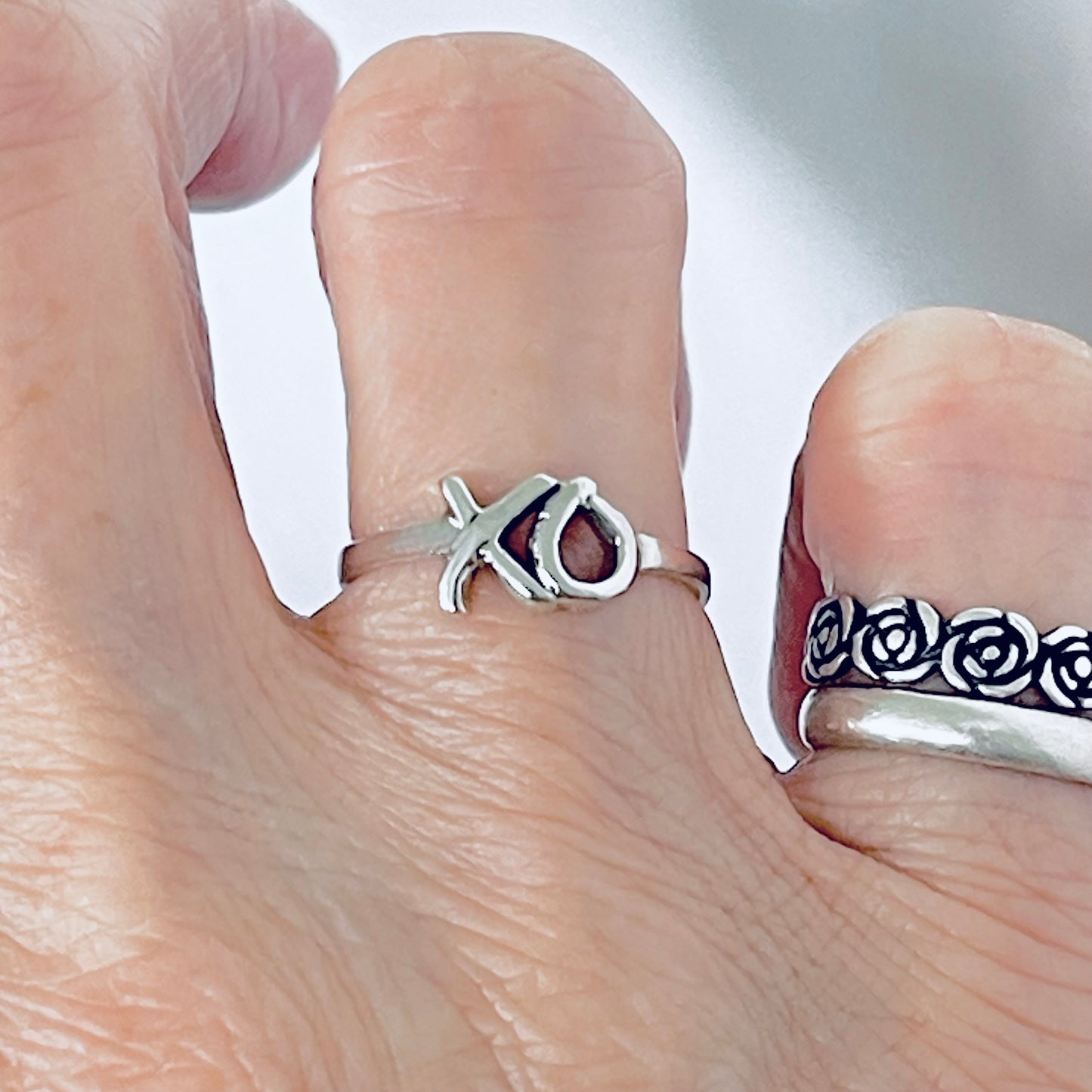 925 Sterling Silver Dainty XO Ring | Hugs and Kisses Forever Love Silver Rings
