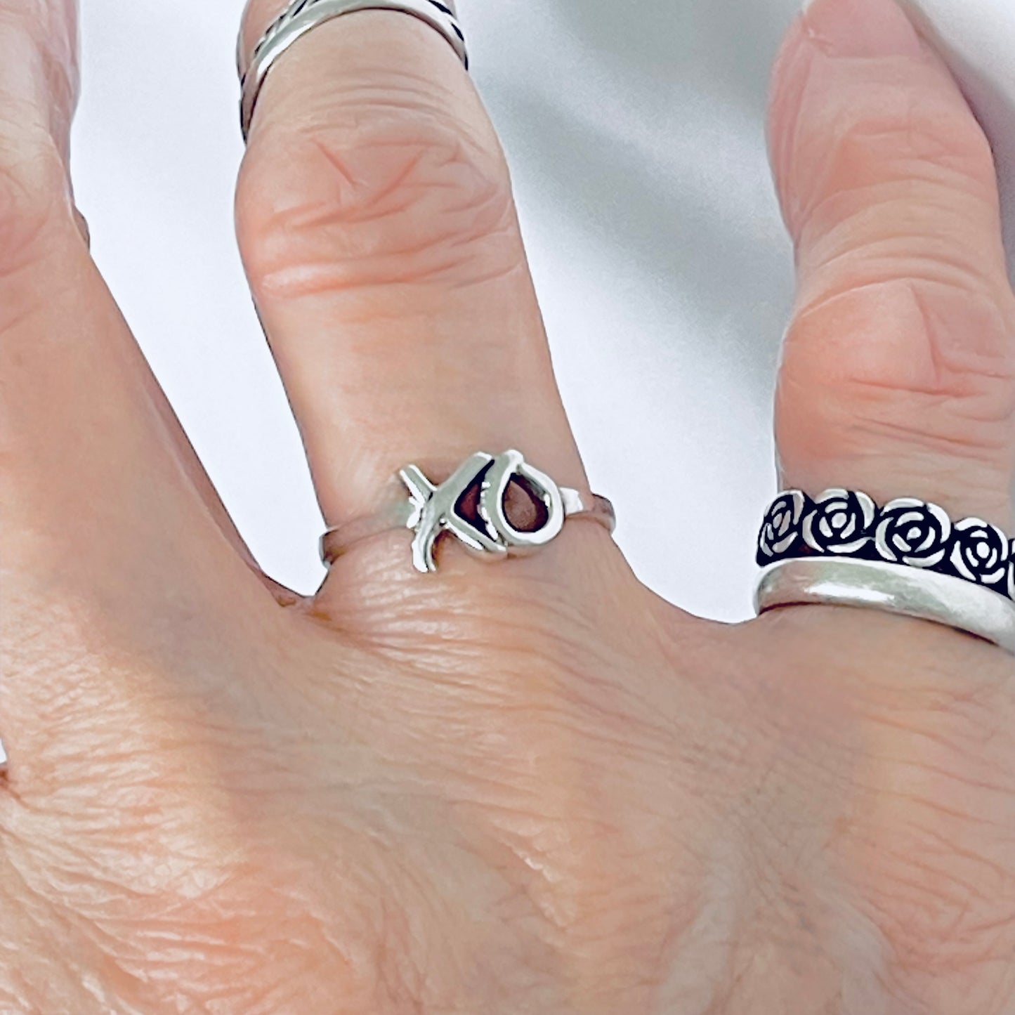 925 Sterling Silver Dainty XO Ring | Hugs and Kisses Forever Love Silver Rings