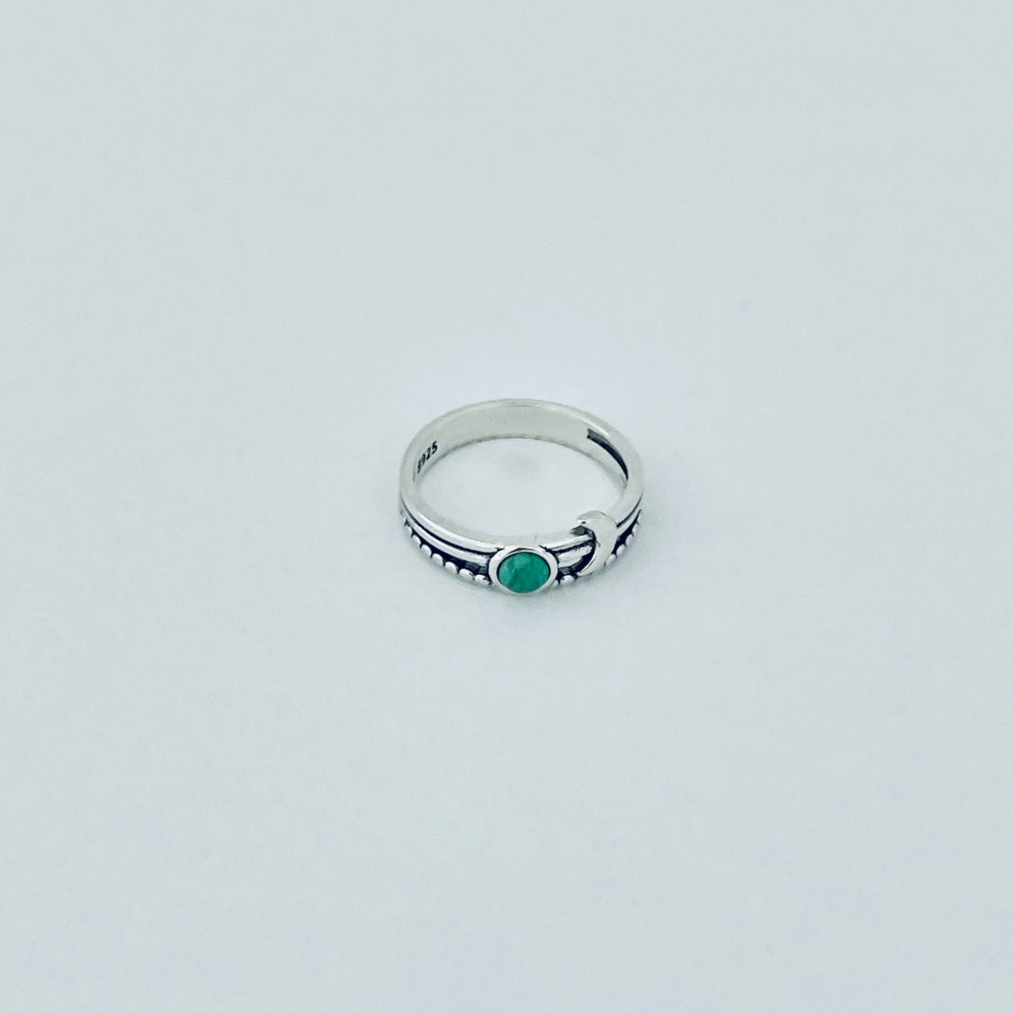 925 Sterling Silver Genuine Turquoise Full Moon and Crescent Moon Ring | Triple Band Celestial Silver Rings