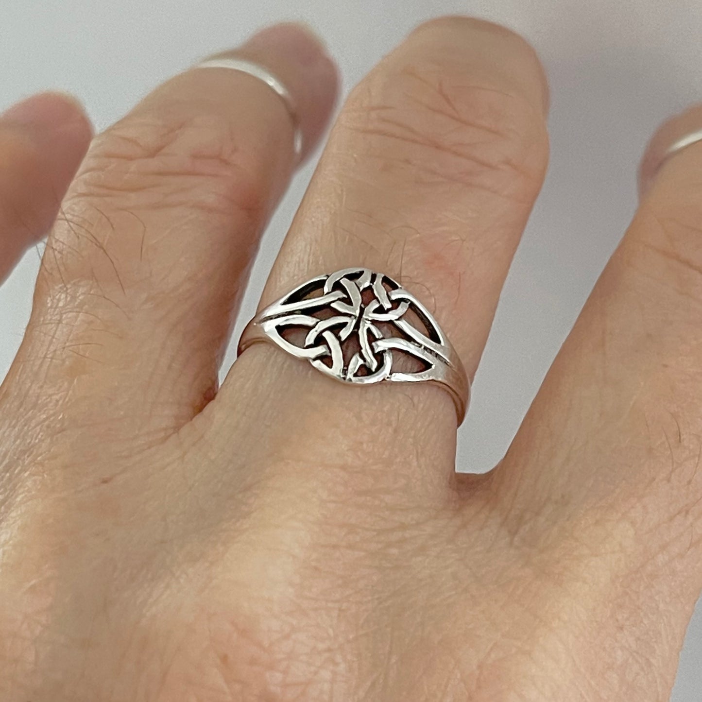 Sterling Silver Quadruple Thin Celtic Ring, Trinity Knots Rings