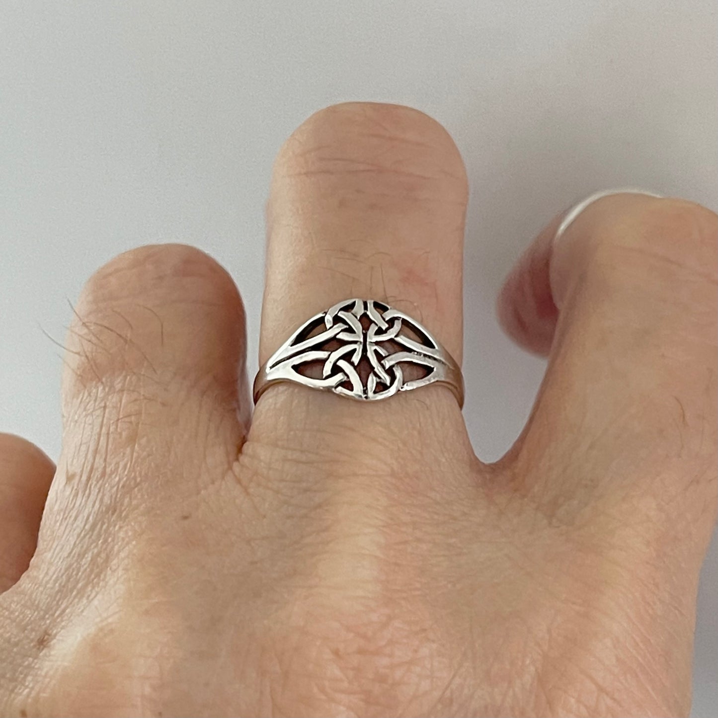 Sterling Silver Quadruple Thin Celtic Ring, Trinity Knots Rings