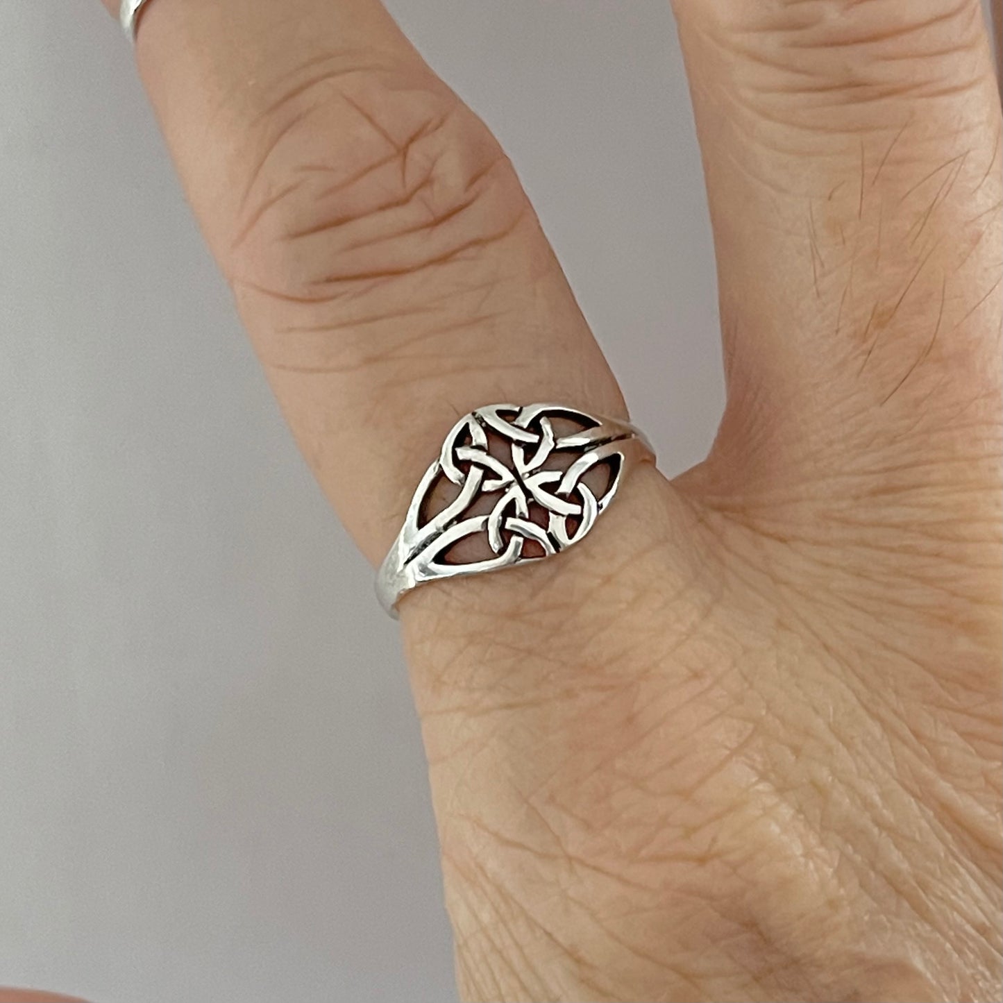 Sterling Silver Quadruple Thin Celtic Ring, Trinity Knots Rings